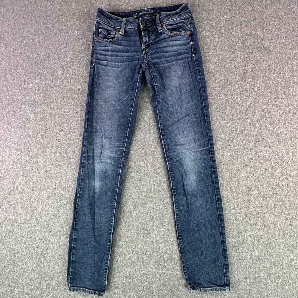 American Eagle Jeans Womens 0 Skinny Super Stretch Dark Wash Low Rise Denim